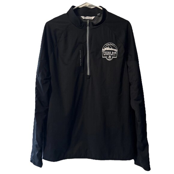 Peter Millar 1/4 Zip Mens L Black Texas A&M Aggies Performance Pullover Jacket - Picture 1 of 7